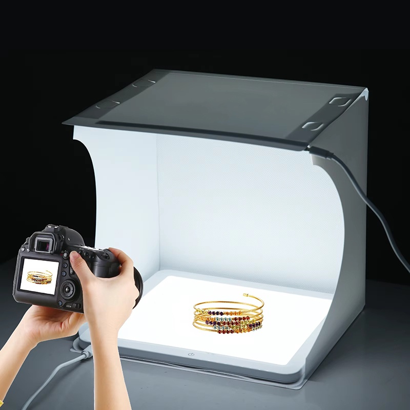 Photography Lighting Softbox - 20cm Przenośny Fotostudio Składany z Oświetleniem