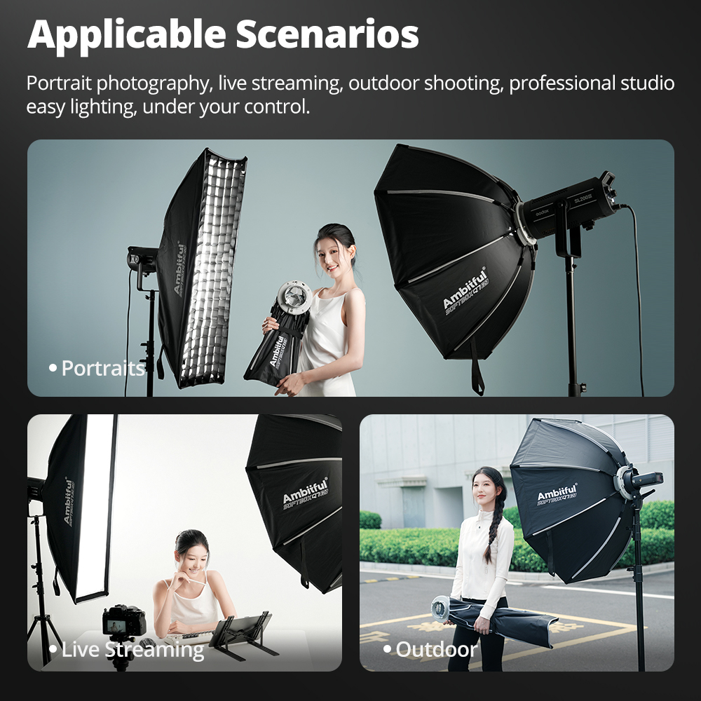 AMBITFUL Seria Q3/Q7/Q9 Szybko – Photography Lighting Softbox recenzja i cena